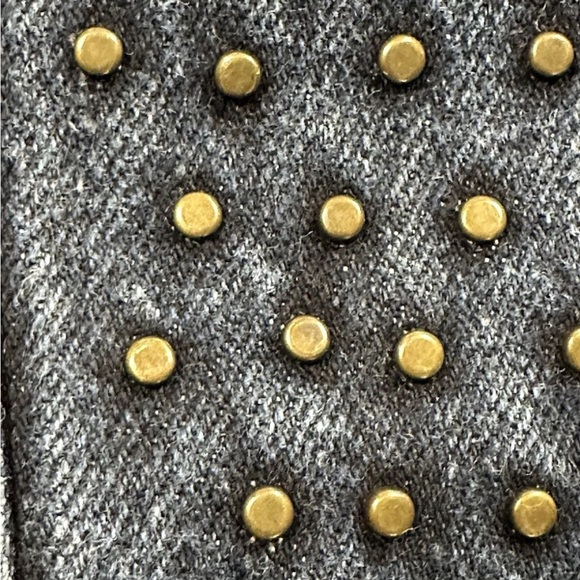 LA Blues Blue Denim Jacket Womens Sz Medium M Cropped Short - Spell Out On Back - Picture 7 of 15